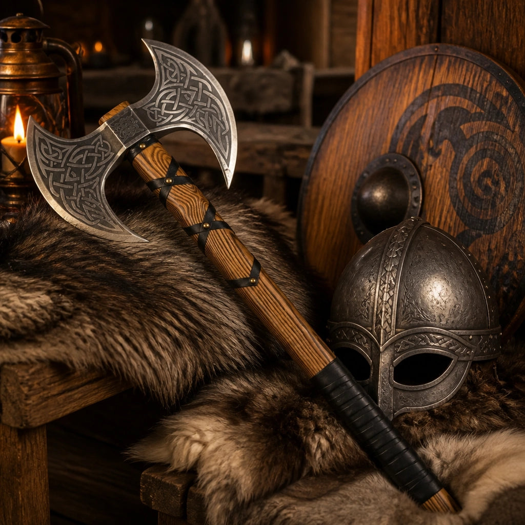 Handmade Carbon Steel Double-Headed Axe