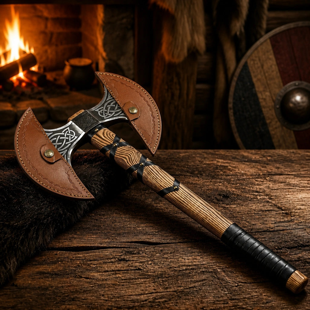 Handmade Carbon Steel Double-Headed Axe