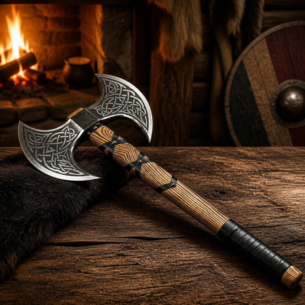Handmade Carbon Steel Double-Headed Axe
